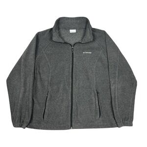 Columbia Women's Benton Springs Gray Fleece Outdoor Full Zip Jacket Plus Size 1X
